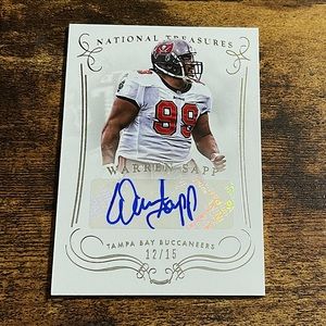 2014 Panini National Treasures Signatures /15 Warren Sapp #73 Buccaneers Auto